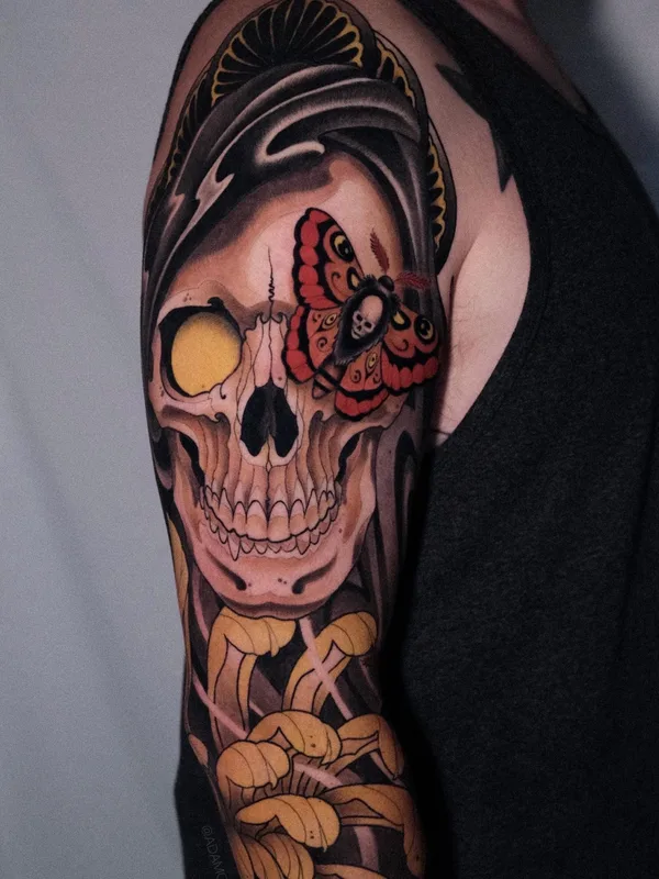 color neo-traditional Tatuagem em full sleeve #79402 | Tatuador Adam OBrien
