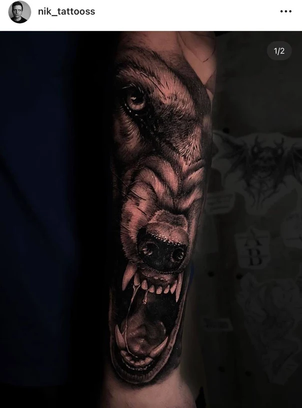 Реализм Animal, Wolf tattoo на Предплечье