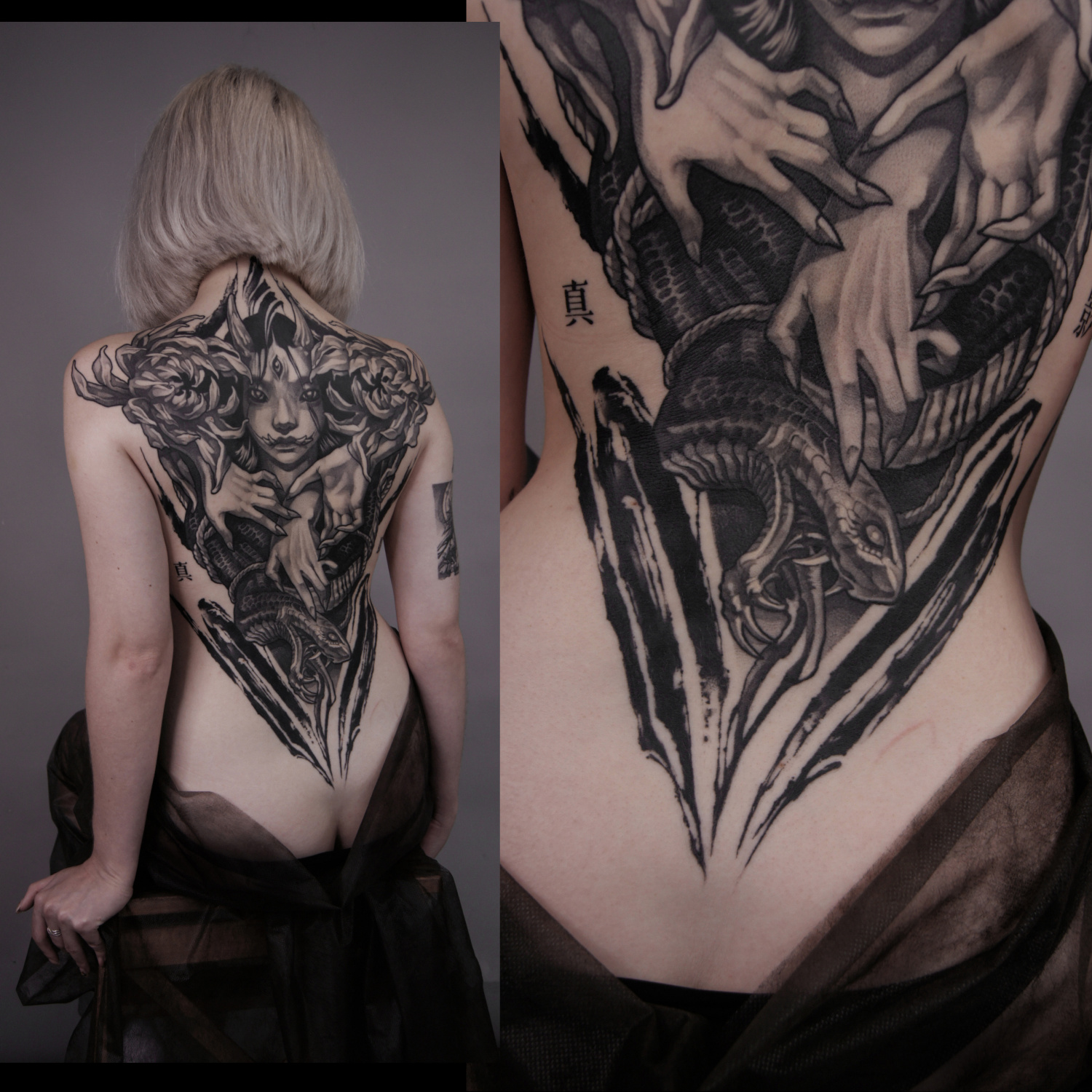 Blackwork тату на Full Back