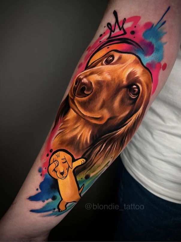 Realism Dog, Crown tattoo on Forearm