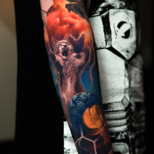 мужская Цветная Сюрреализм татуировка #79825 | Тату мастер Pusstattoo