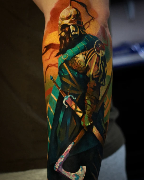 Иллюстративная Warrior, Sword tattoo на Предплечье