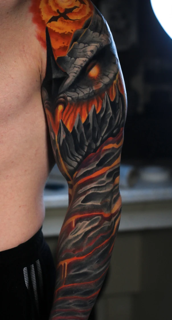 Dark Demon, Landscape tattoo на Полный рукав
