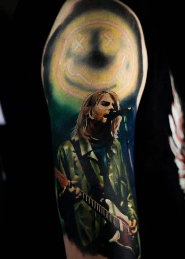 Реализм Portrait, Music tattoo на Полный рукав