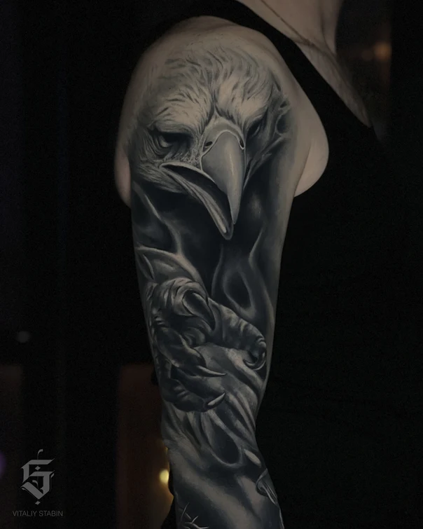 Реализм Eagle, Claws tattoo на Полный рукав