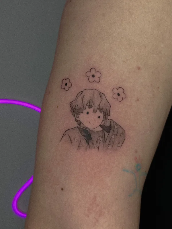 black and grey anime Tatuaggio su upper arm #80307 | Tatuatore Полина @ushivaka