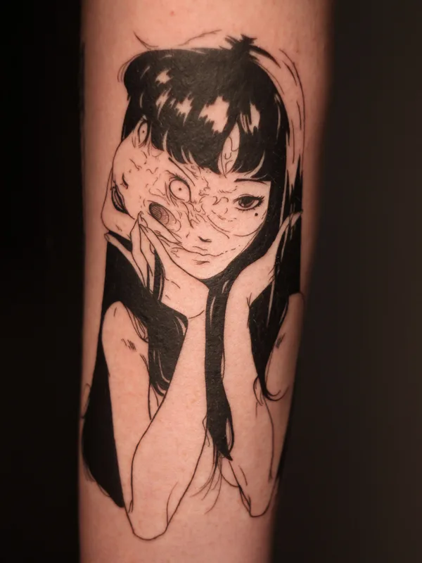 black blackwork 纹身 在 forearm #80357 | 纹身师 Катя Tsugisa