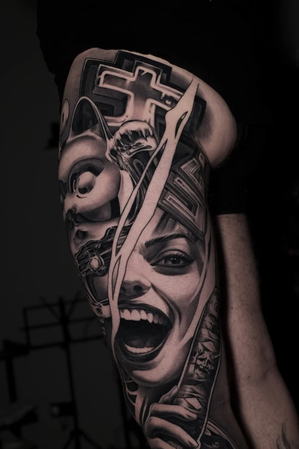 Реализм Face, Skull tattoo на Плечо