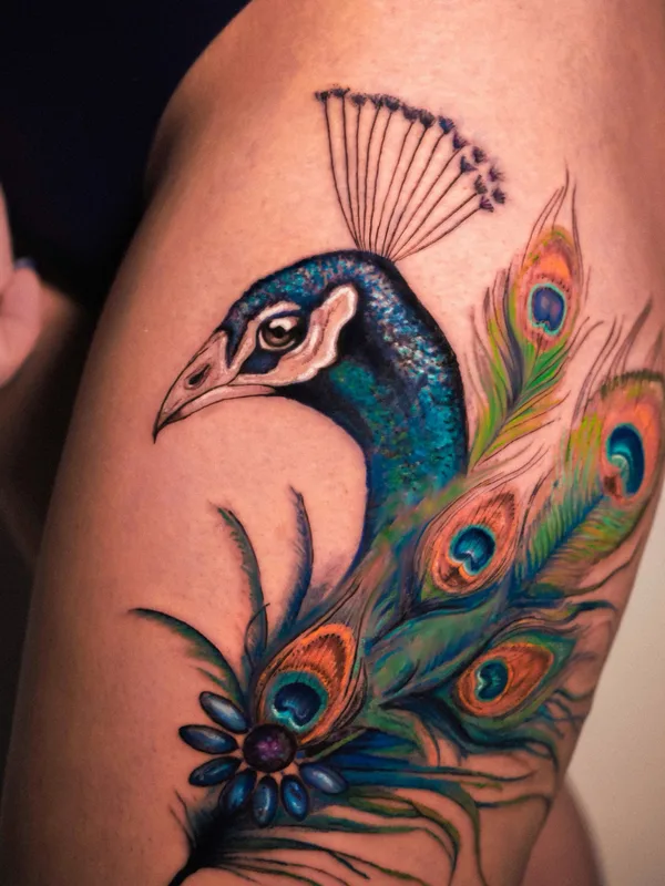 color illustrative tattoo auf thigh #80820 | Tätowierer Софья Скворцова STARLING_TATTOO