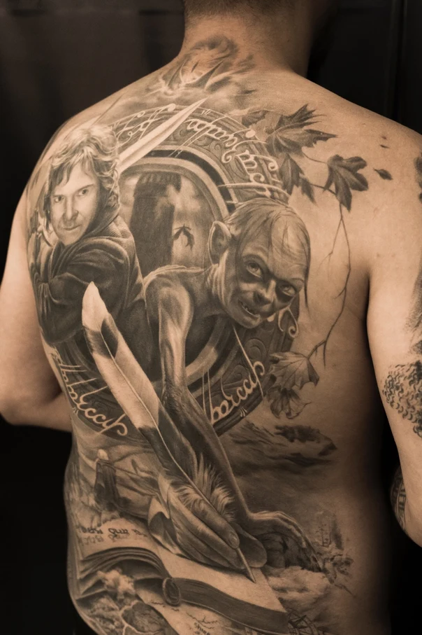 Реализм Fantasy, Portrait tattoo на Спина (полная)