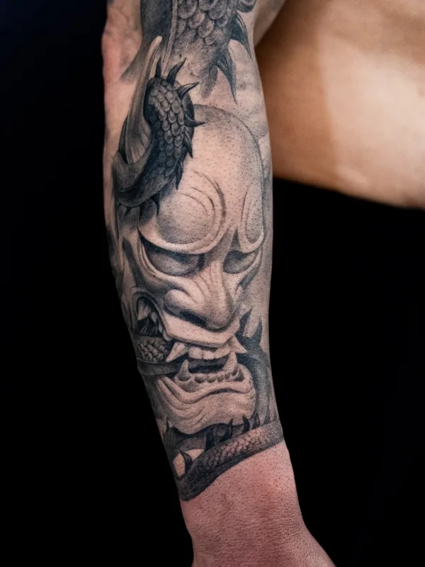 male black and grey japanese татуировка на forearm #81041 | Тату мастер Ринат Халиуллин Richie 