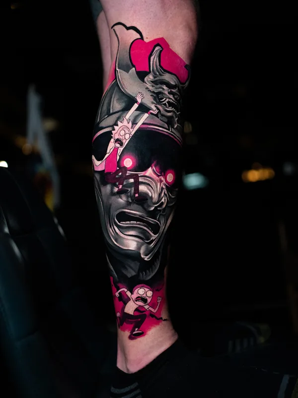 color black and grey Tatuagem em calf #81082 | Tatuador Rich Harris