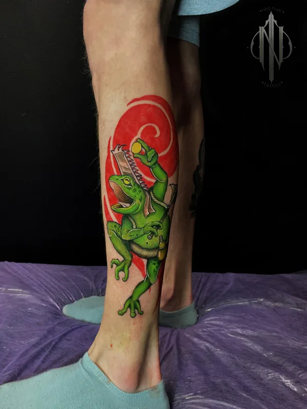color neo-traditional tattoo auf calf #81190 | Tätowierer Роман Neo_nuar