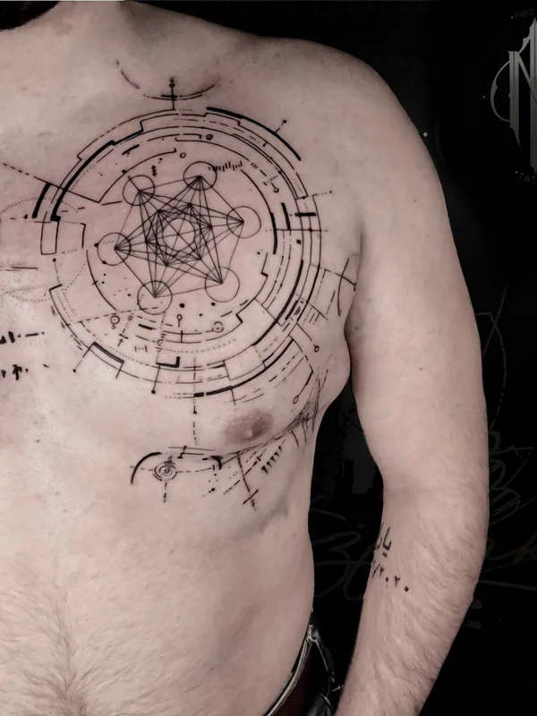 male black geometric tattoo auf chest #81193 | Tätowierer Роман Neo_nuar