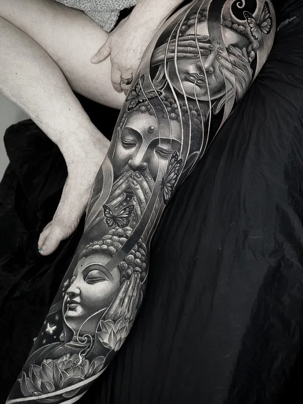 black and grey black and grey 타투 부위 full leg #81256 | 타투이스트 Edi Contreras