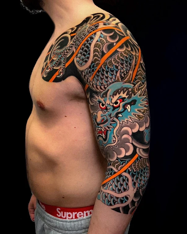 Japanese Dragon tattoo on Full Sleeve