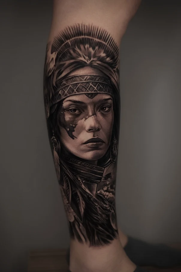 Реализм Portrait, Native american tattoo на Икра