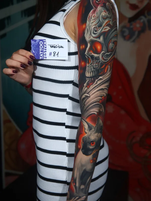 female color realism татуировка на sleeve #81556 | Тату мастер Дмитрий Варлаков