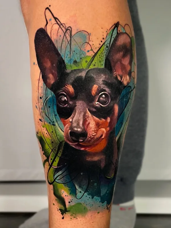 male color watercolor Tatuaggio su leg #81968 | Tatuatore Dislike