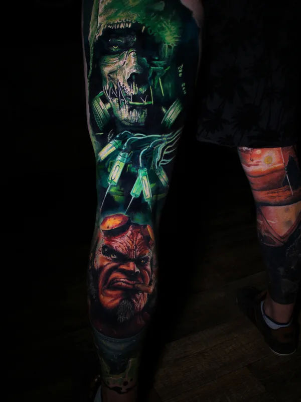 color realism татуировка на full leg #82171 | Тату мастер Levente Vacsi