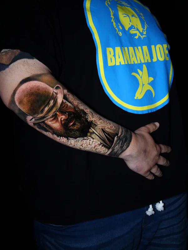 male color realism татуировка на full sleeve #82173 | Тату мастер Levente Vacsi