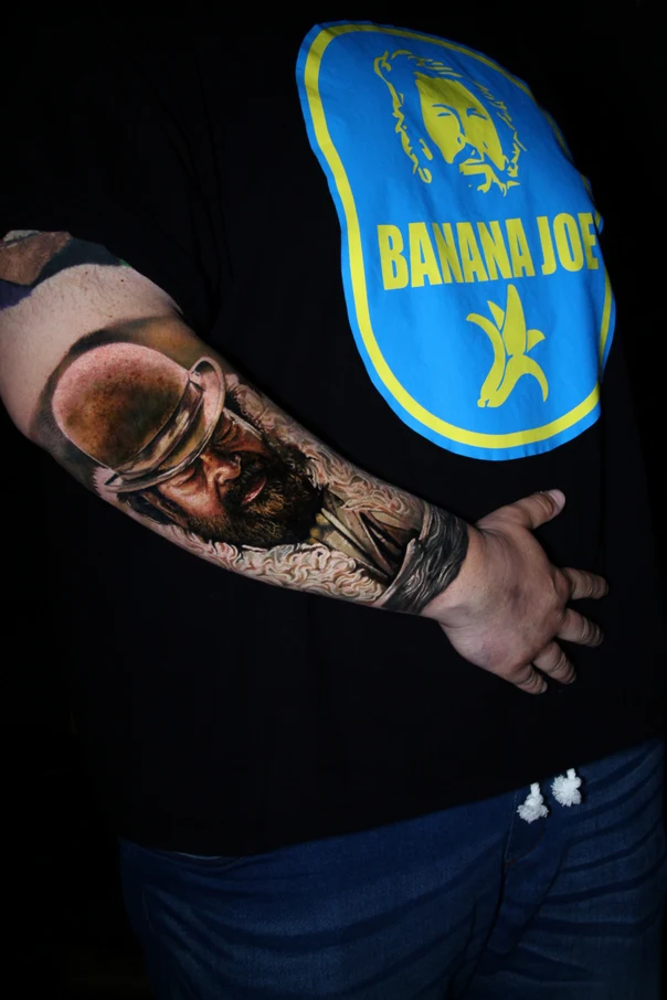 Realism Portrait, Man tattoo on Full Sleeve