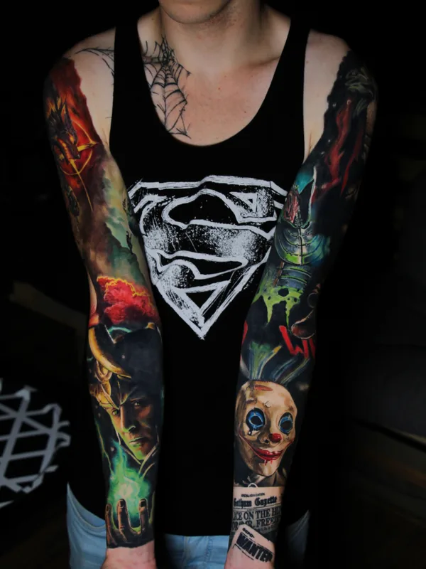 male color illustrative татуировка на full sleeve #82175 | Тату мастер Levente Vacsi