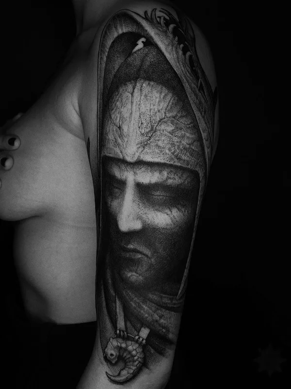 black and grey realism 纹身 在 full sleeve #82193 | 纹身师 Deni Aktemirov