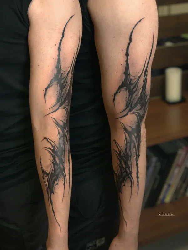 black abstract tattoo on forearm #82198 | Tattoo Artist Юрий Черных