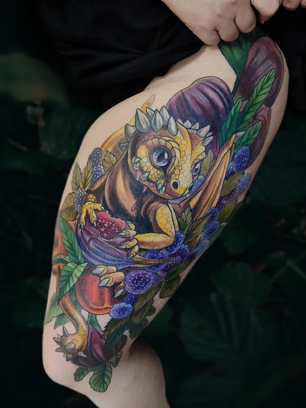 female color authorsstyle tatuaje en thigh #82391 | Tatuador Ксеня Бугимен