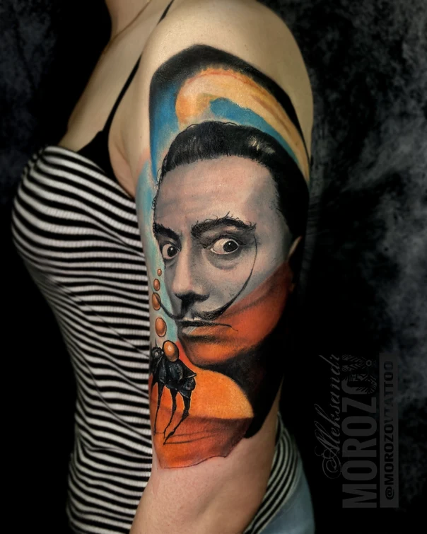 Realism Portrait, Surreal tattoo on Upper Arm