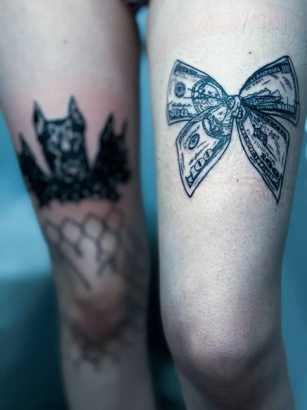 black blackwork татуировка на thigh #82475 | Тату мастер Карина Волкова