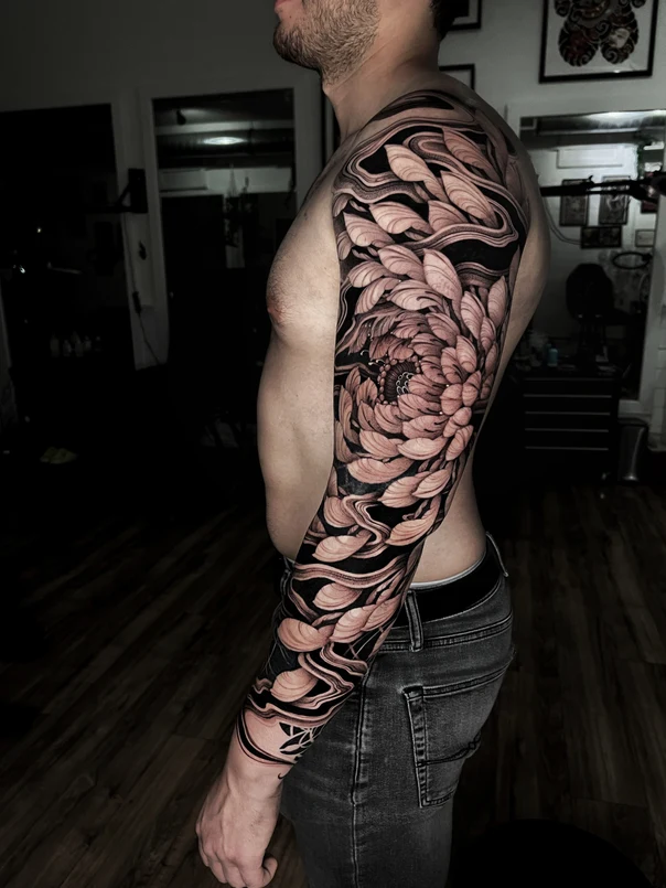 Japanese Floral, Abstract tattoo on Full Sleeve