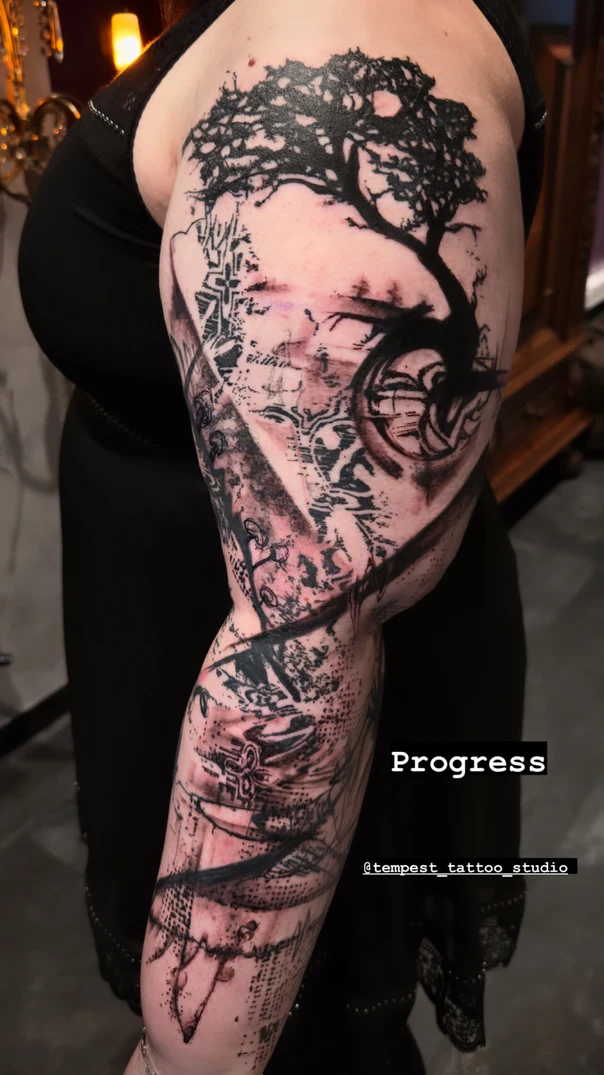 Sketch Tree, Abstract tattoo on Full Sleeve