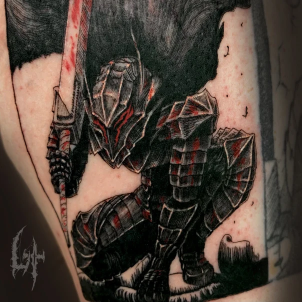 Блэкворк Character, Armor tattoo на Бедро