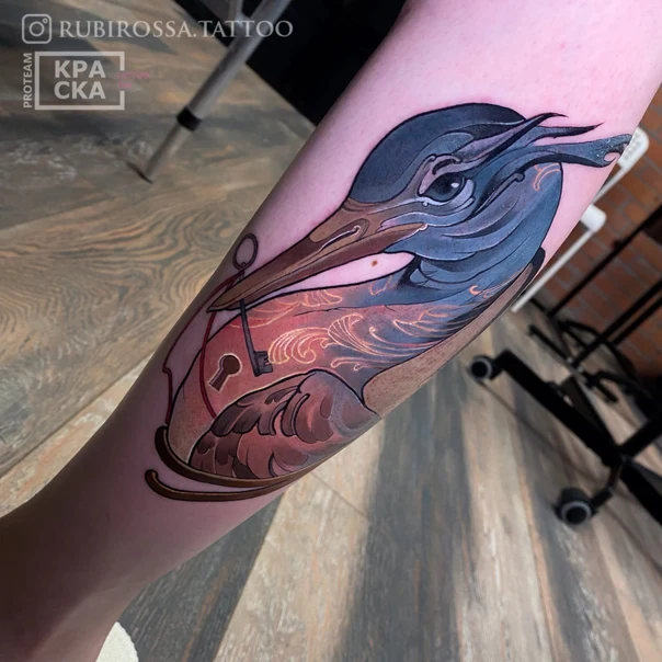Иллюстративная Bird, Key tattoo на Предплечье