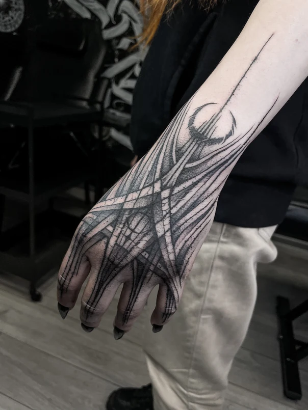 Blackwork Abstract tattoo on Hand