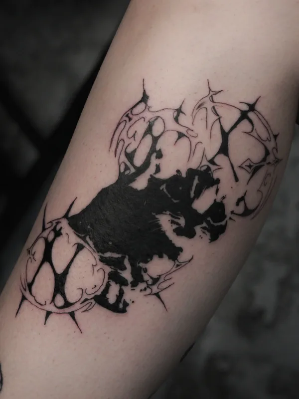 female black blackwork Tatuaggio su shin #85807 | Tatuatore Alexander Rebel