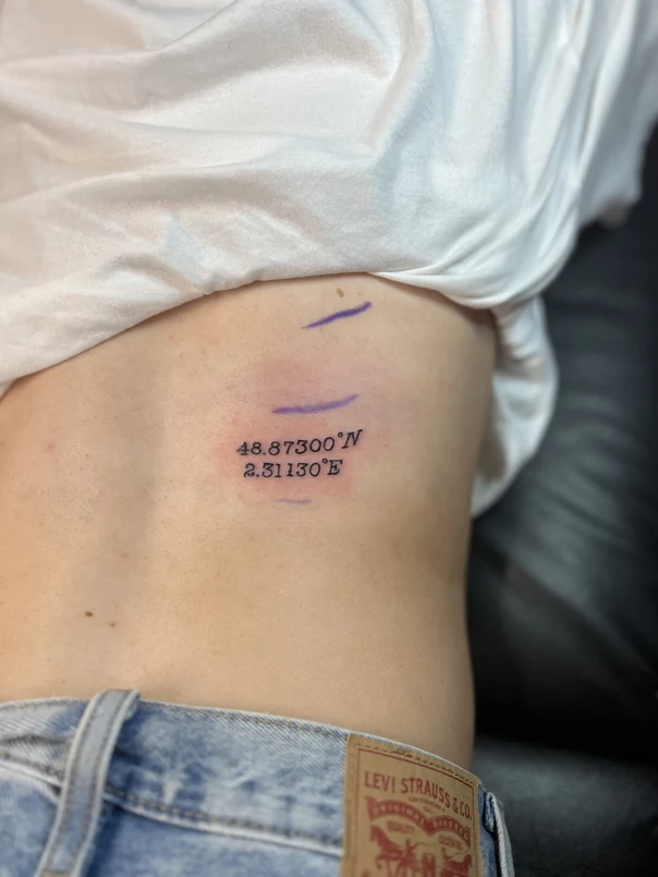 Minimalism Coordinates tattoo on Side