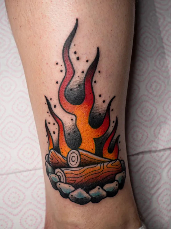 male color Traditional 纹身 在 leg #85130 | 纹身师 Dmitrii Ostanin