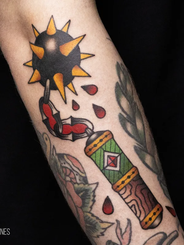male color oldschool 纹身 在 forearm #85145 | 纹身师 Dmitrii Ostanin