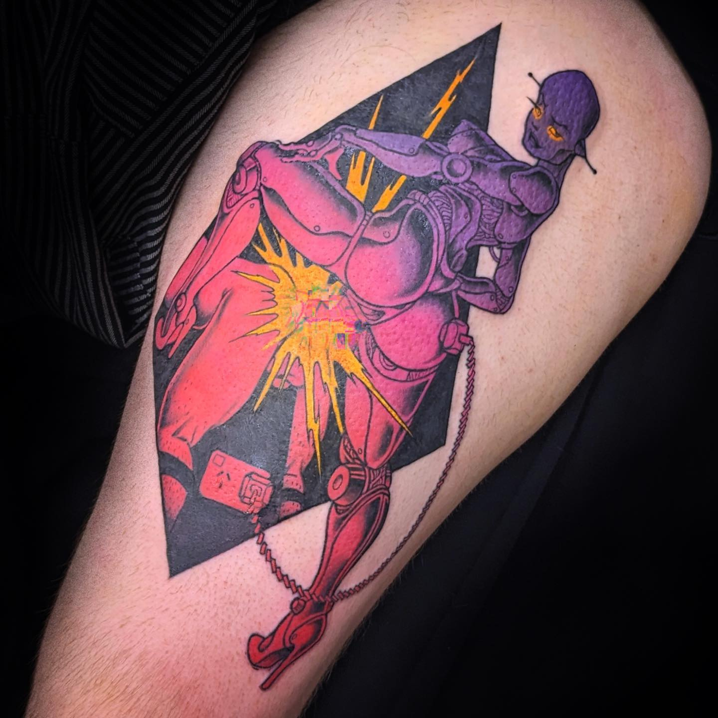Robot girl new school tattoo