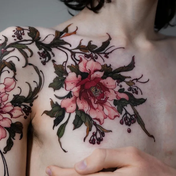 Botanical tattoo by Onyo in Seoul