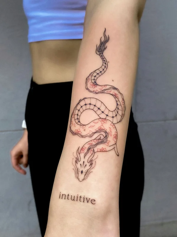 female black fineline tatuaje en forearm #85773 | Tatuador Saskia Patrice