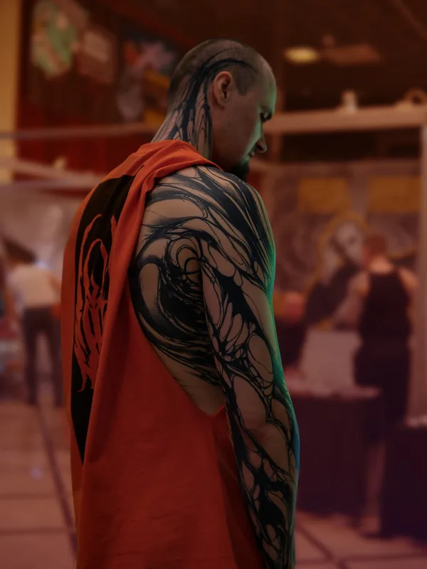 male black abstract tattoo auf sleeve #84297 | Tätowierer Vik Prokhorov