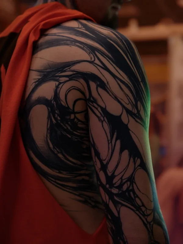 male black abstract tattoo auf sleeve #84300 | Tätowierer Vik Prokhorov