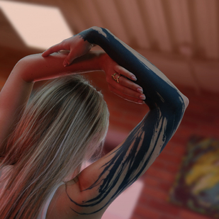 женская Черная Блэкворк татуировка на рукаве #84305 | Тату мастер Vik Prokhorov