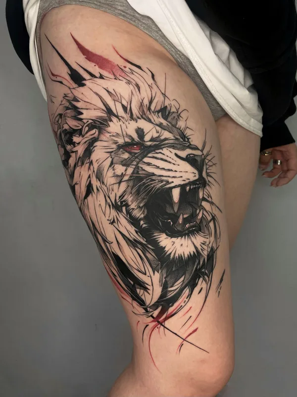 color illustrative Tatuagem em thigh #88650 | Tatuador Алексей Воробьев