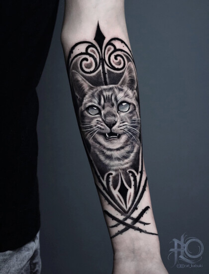 Тату эскиз # Тату мастер Анастасия Юсупова CAT_KABUKI