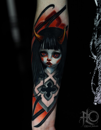 Тату эскиз # Тату мастер Анастасия Юсупова CAT_KABUKI